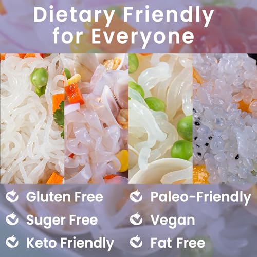 Image of Hethstia Konjac Noodles Variety Pack - 12 Pack Shirataki Noodles Spaghetti, Fettuccine, Angel Hair, and Rice Shapes, Low Calorie, Keto, Vegan, Gluten-Free, Sugar-Free, Low GI, Ready-to-Eat Healthy Food Gifts