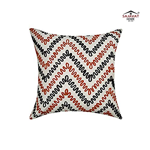 Image of SAJAVAT HOME CV120 Embroidery Cushion Cover (Pack of 1) 18x18 INCHES /45x45 cm Multicolour (Multi, Cotton)