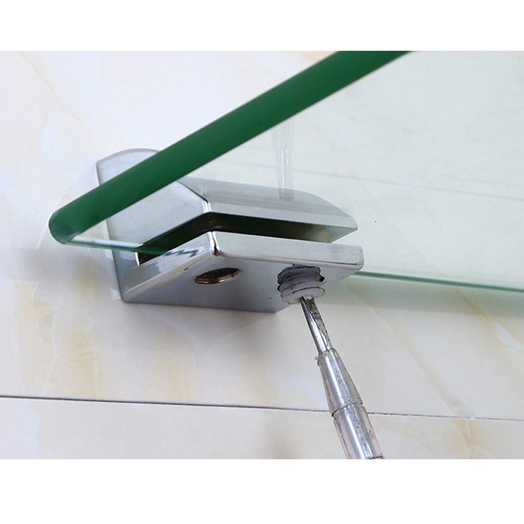 Estante esquinero de vidrio, cesta de almacenamiento para ducha montada en la pared, organizador de almacenamiento, estante de baño de vidrio templado de acero inoxidable (tamaño: 2 estantes) (2 nive