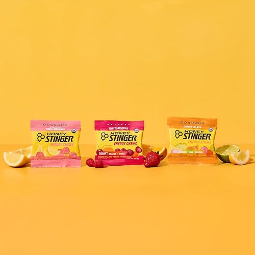 Miniatura 5 de Honey Stinger Organic Energy Chew - Paquete variado de 4 batidos de frutas, salpicaduras de cítricos y limonada rosa, sin gluten y sin cafeína,