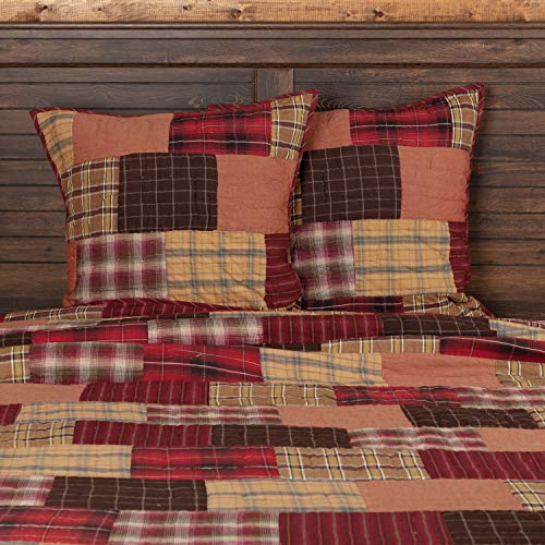 VHC-Brands-Wyatt-Bedding-Accessory-Euro-Sham-26x26-Patchwork-Tan VHC Brands Wyatt Bedding Accessory Euro Sham 26×26 Patchwork Tan