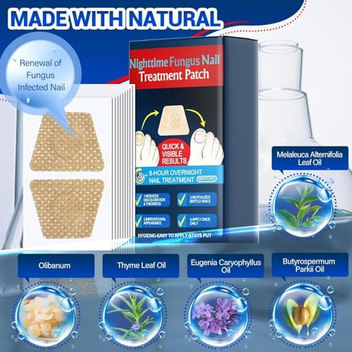 Toenail Fungus Treatment Extra Strength, 50 Patches Toenail Fungus Treatment Nighttime Hydrogel Patches for Overnight, Visible Results in 8 Hours - Nail Fungus Treatments Not Easy to Fall Off
