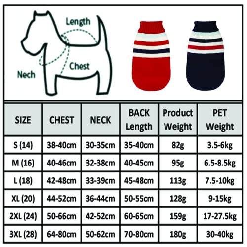 KUTKUT Dog Sweater | Warm Strip Dog Winter Knitwear Clothes with Elastic Leg Bands | Soft Acrylic Knitted Pet Pullover for Small Medium Large Doggy (Red, Size: L) 4