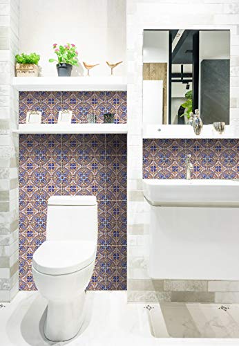 Mi Alma Backsplash Peel And Stick Tile Stickers 24 Pc Set Authentic Tile Decals Bathroom & Kitchen Vinyl Wall Decals Easy To Apply Just Peel & Stick Home Decor (6X6 Inch, Vintage Brown H33) #TOP6