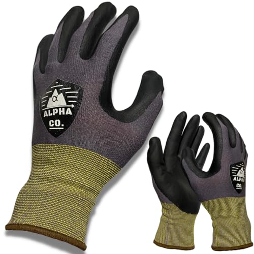 Safety Work Gloves 12 Pack | Foam Nitrile Coated | Size Large | Latex Free | Unisex | AC2 by Alpha Co. | Touchscreen Large Pack of 12