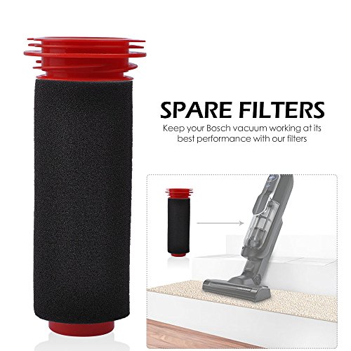 KEEPOW 2 Pack Washable Main Stick Filter + Foam Insert for Bosch BCH6PETGB BCH61840GB Athlet Cordless Vacuum Cleaner 3 Gallery Image