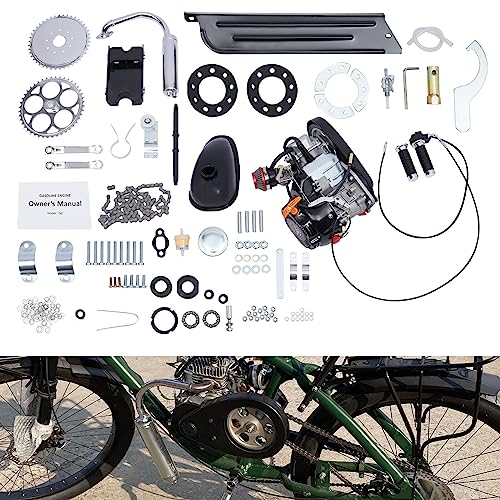 Ribasubb 100Cc 4-Stroke Bicycle Gasoline Engine Air-Cooled Motor Chain Muffler Complete Assembly Gas Motorized Motor Kit For Motorized Bicycle 26-28Inch Bike（With Belt） #TOP2