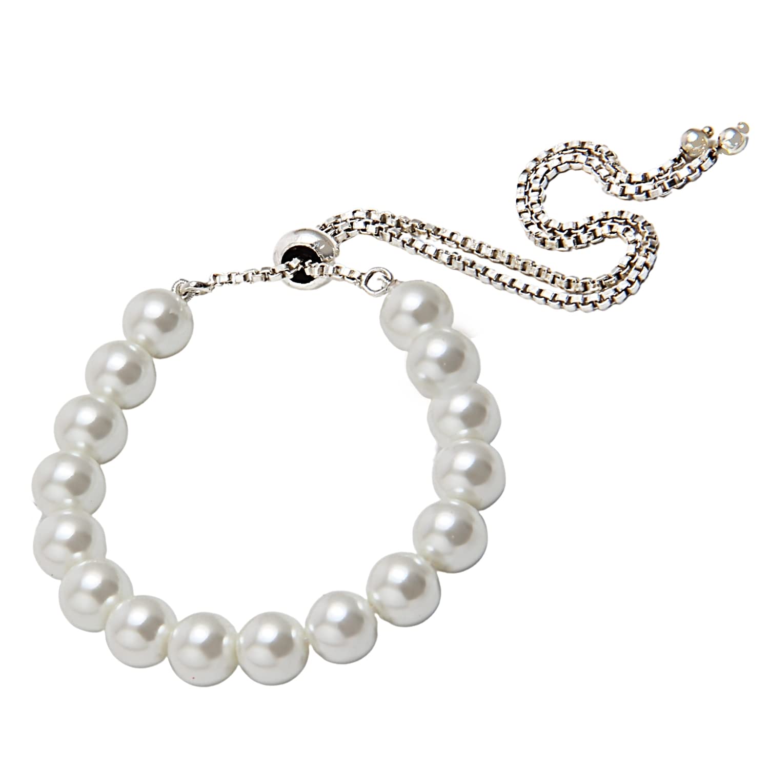 Taruna Biyani Multi Color 8MM Bead Imitation Simulated Pearl Adjustable Bracelet Women Girls (Pure White) (B09TTCGT6Q) Amazon Price History, Amazon Price Tracker