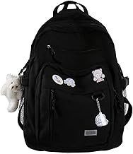 MTRoyaldia Kawaii Cute Aesthetic Backpack for School Middle Student Travel with Kawaii Pin And Accessories, Large Capacity Cute Bear Accessories Backpack Teens Girls Bear Pin Book Bags
