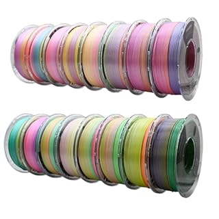 YUANEANG 3D Printer Filament Bundle, Rainbow Pla Filament Color 1.75mm Multicolor PLA for Most FDM 3D Printer, 1KG X 16 Spools