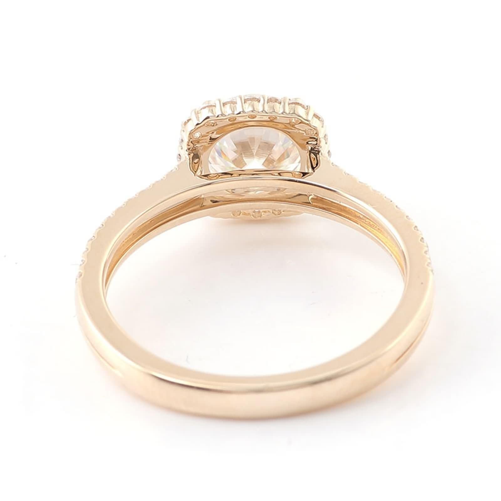 AMDXD Echt Gold Schmuck Gold 9K/14K/18K Verlobungsring, 4 Klaue Freundschaftsringe mit 1ct Moissanit, Pärchen Ringe Au 375/585/750 Gelbgold, Gr.47-62