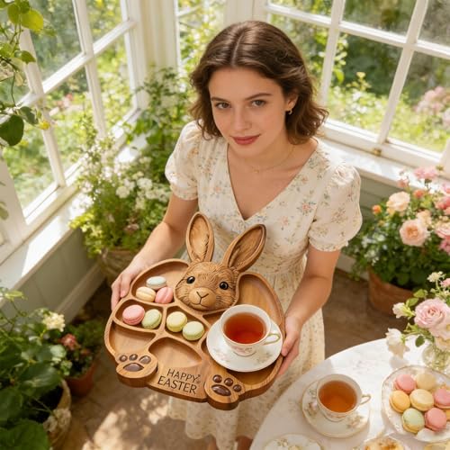 Planche à charcuterie lapin de Pâques en bois pour apéritif festif et repas convivial