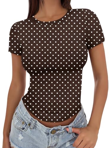 Image of Trendy Queen Womens Basic T Shirts - Stretchy Soft Slim Fit Short Sleeve Y2k Cute Summer Crop Workout Tops