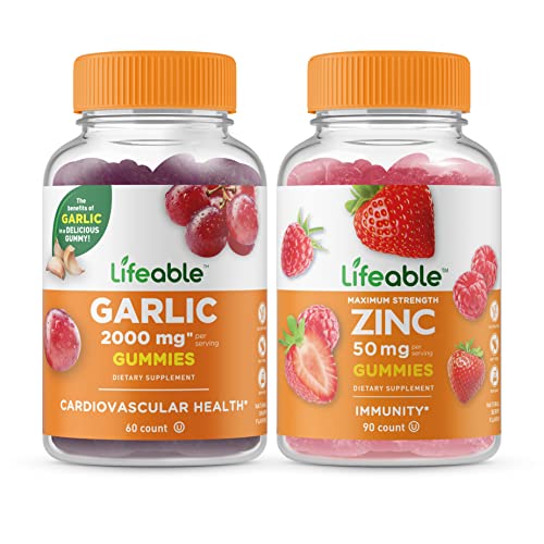 Lifeable Garlic 2000Mg + Zinc 50Mg, Gummies Bundle - Great Tasting, Vitamin Supplement, Gluten Free, Gmo Free, Chewable Gummy #TOP21