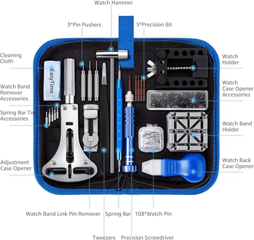 Image of EasyTime Watch Repair Kit 149IN1: Watch Link Removal & Battery Replacement | Complete Watch Repair Tools & Kits - Easy to Repair Your Watch with Back Case Opener, Spring Bar, Manual - An Ideal DIY Gift