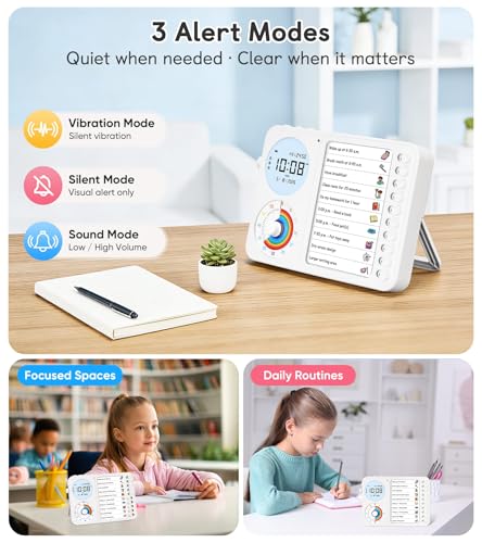 Image of 3-in-1 Visual Timer & ADHD Tool for Kids - ADHD Task Timer for Adults with Visual Schedule, Chore Chart & Planning Board for Home, School, Classroom, Work (White)
