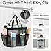 F-color Mesh Shower Caddy Portable, Upgrade Deeper 7 Pockets Shower Bag Basket Tote for College Dorm Room Toiletry Bathroom Essentials Gym Camp Quick Dry 2 handles with S Hook, Black