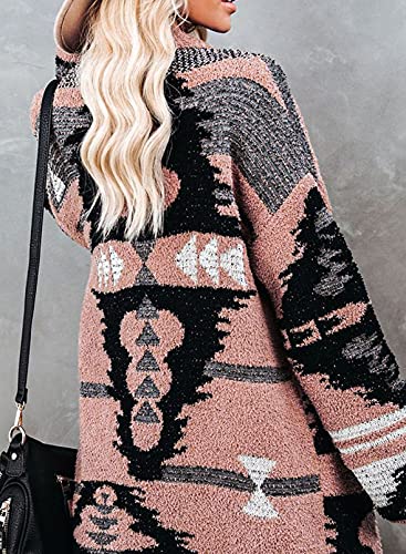 Astylish Womens Open Front Cardigan Long Sleeve Oversized Knit Sweater With Pockets Pink Small #TOP7