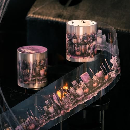 Image of Gothic Scrapbook Tape Stickers,6 Rolls PET Washi Tape for Scrapbooking,Journaling,Junk Journal,Planner,DIY Arts Crafts(Dance Party)