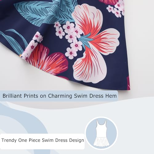 Image of Aisyee Girls One Piece Swimsuits Swim Dress for Girls Skirted Bathing Suit Hawaiian Skirt Swimwear 3-16 Years