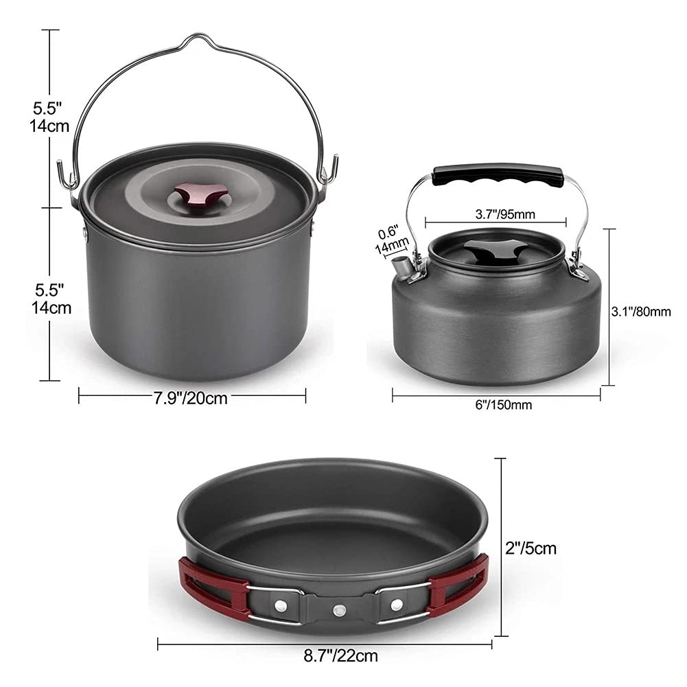 RWRAPS Kit di pentole da Campeggio all'aperto per 4-6 Persone Attrezzatura da Cucina Portatile Ciotola Pentola Attrezzatura da Zaino in Spalla per l'escursionismo