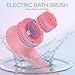 VOYOR Electric Body Brush Back Scrubber Silicone Body Scrubber Two-Way Rotating Brush Head for Deep Cleaning, Exfoliation, 4 Attachments Long Handle IPX6 Rechargeable Shower Brush BC300 (Pink)