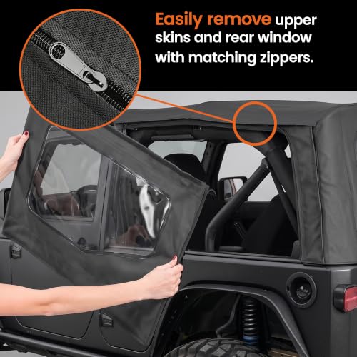 Soft Top for Jeep 2010-2018 4 Door Jeep Wrangler JK,23oz PVC Fabric,Black by SUANTARK - Image 3