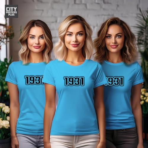 T-shirt 1931 femme bleu ciel le cadeau d'anniversaire vintage parfait et symbolique
