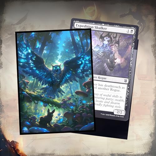 Image of Kabinka MTG Card Sleeves - 100 Standard Size Pack Clear Front & Matte Finish Back with Owl, Premium Sleeves for Magic The Gathering TCG