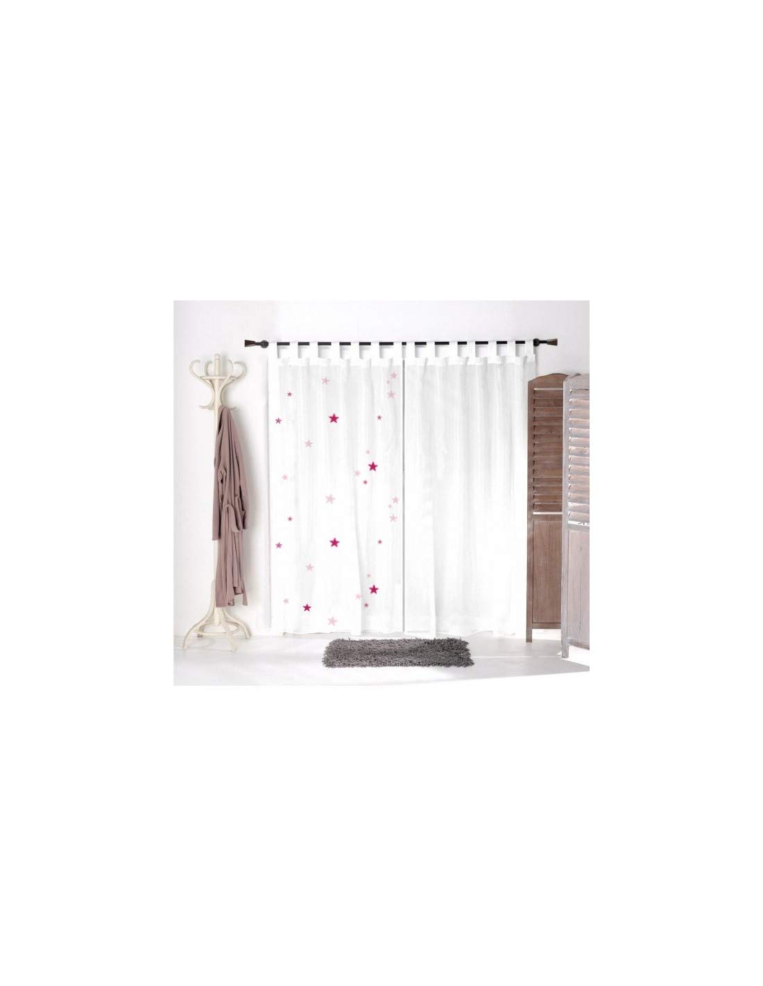 Voilage enfant etoiles roses rideau anti eblouissement pour chambre