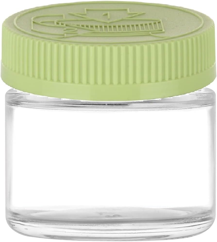 Nakpunar 12 pcs 2 oz Glass Jars with Green Child-Resistant Caps - Low Profile, Straight Side with Childproof Lids