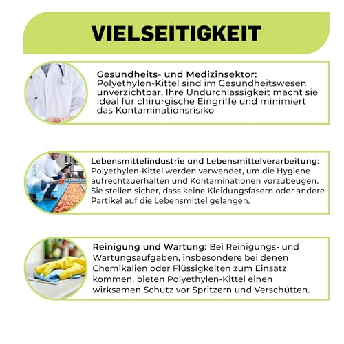 XARA Schutzkittel Einweg - Einweg-Schutzkittel – Einwegkittel – Einheitsgröße – 114 x 146 cm – Verschluss mit Druckknöpfen – Material: LDPE-Polyethylen – Wasserdicht – 10 Stück