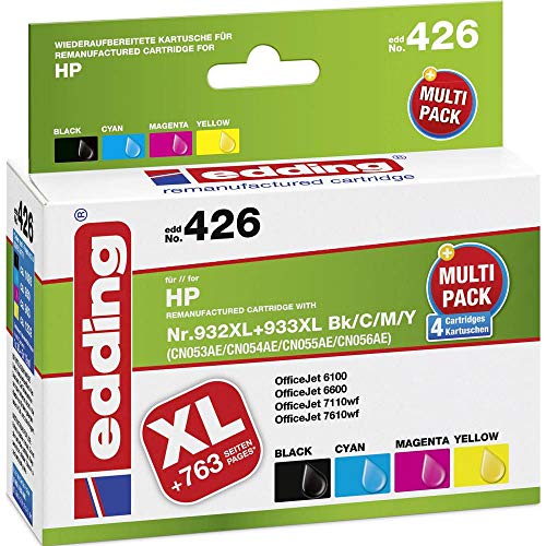 edding Druckerpatrone ersetzt HP 932XL, 933XL Kompatibel Kombi-Pack Schwarz, Cyan, Magenta, Gelb 18-426 edding Druckerpatrone ersetzt HP 932XL, 933XL Kompatibel Kombi-Pack Schwarz, Cyan, Magenta, Gelb 18-426