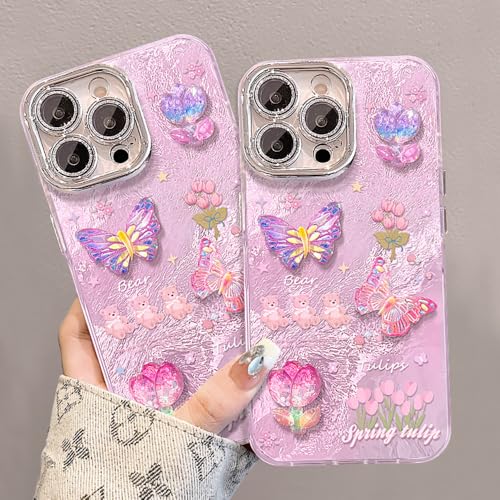 Coque papillon iPhone 16 Pro Max anti-chute avec chaîne de main