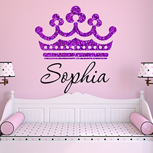 Vinilo Decorativo Princesa Corona Morada Brillosa Personalizable