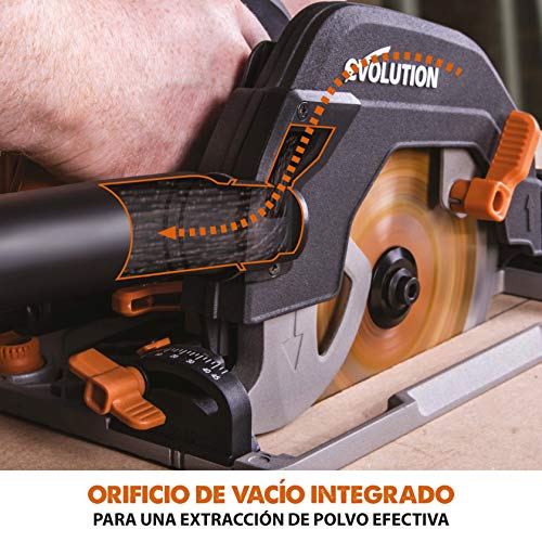 Miniatura 15 de Evolution Power Tools R185ccsx Sierra Circular Multimaterial Compatible Paquete De Combinación 1020 Mm Con Guía Incluida , 230 V, 185 Mm