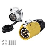 Vista 22 de CNLINKO Serie LP20 Conector Impermeable, Conexión de Bloqueo Rápido IP68, Conector de Energía LED para Exterior de 20A 500V 2 pines m20 Macho