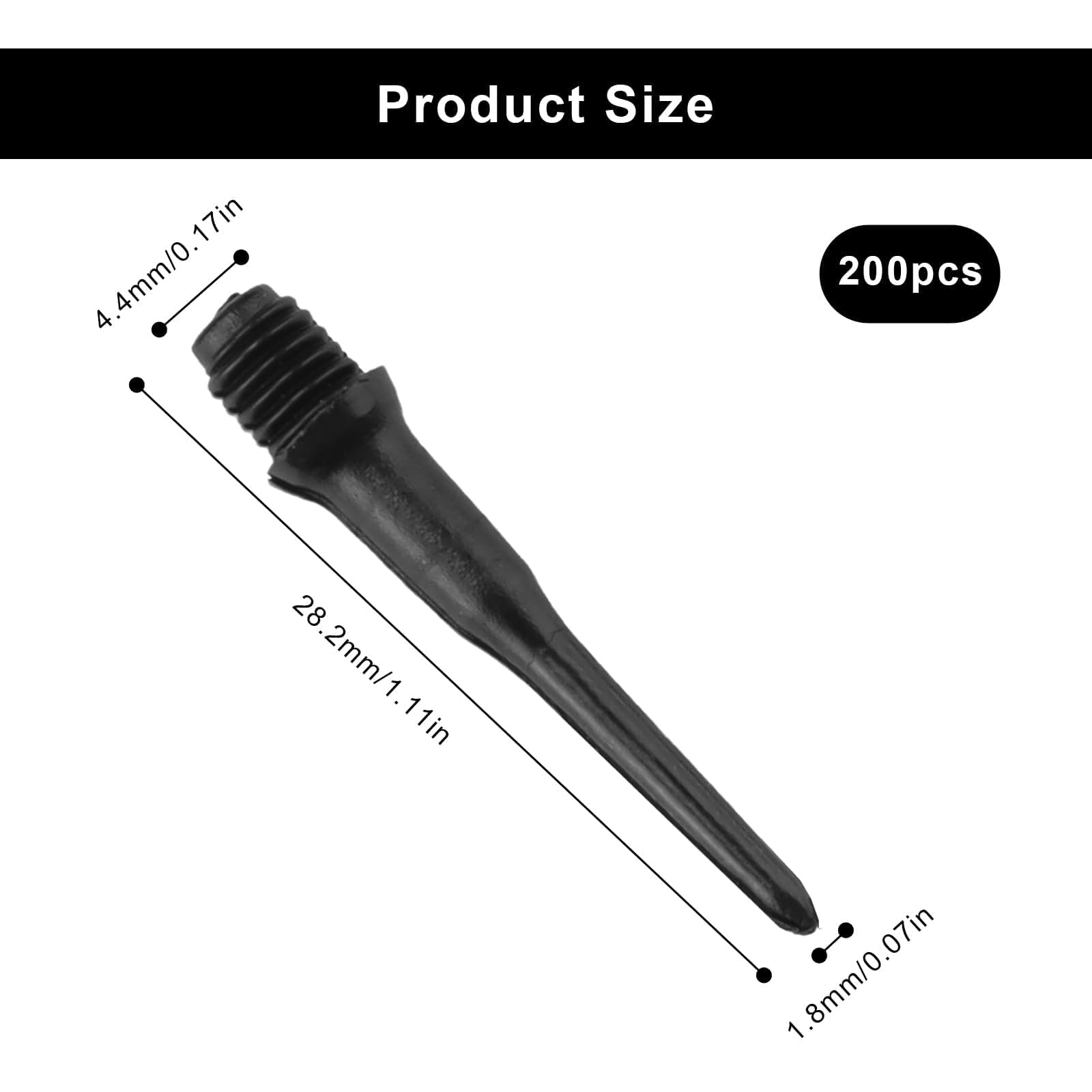 200 Pièces Pointes Plastique pour Fléchettes - 2BA Filetage Noir - Pointes Remplaçables pour Jeu et Compétition - Accessoires Fléchettes Professionnelles