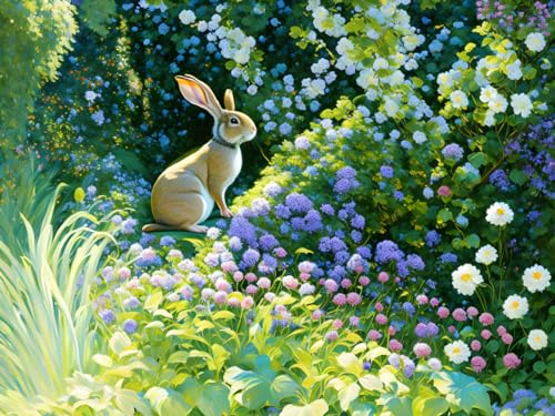 Poster grand lapin jardin 58x90 cm SERENDIPITP toile decoration
