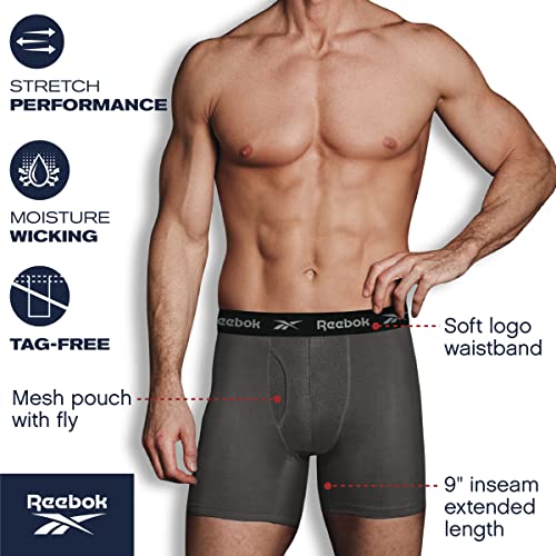 Reebok Men's 3 Pack Performance Compression Underwear - Soft Stretch Long Leg Boxer Briefs (S-XL)2