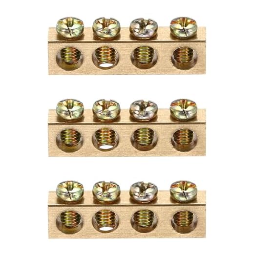 Generic 3 Pcs Terminal Ground Bar, 4 Positions Screw Brass Terminal Ground Bar, M4 Screw Block Barrier Brass with Mounting Bracket for Electrical Devices