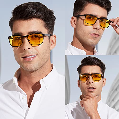 Polarized Photochromic Sunglasses Night Driving Glasses for Men,Retro Rectangular UV Protection Shades VF2204US3