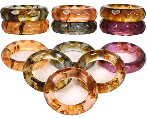 ALPHA Living HOME Napkin Rings Set of 12 – Handmade Epoxy Resin Napkin Holders for Elegant Table Decor, Dining, Weddings, Parties & Special Events – Durable & Stylish Serviette Rings (Spring Color)