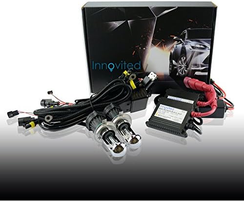 Innovited DC 35W Xenon HID Lights - All Bulb Sizes and Colors - with Premium Slim Ballast - H4-3 9003-6000K Bi xenon HI/LO - Diamond White