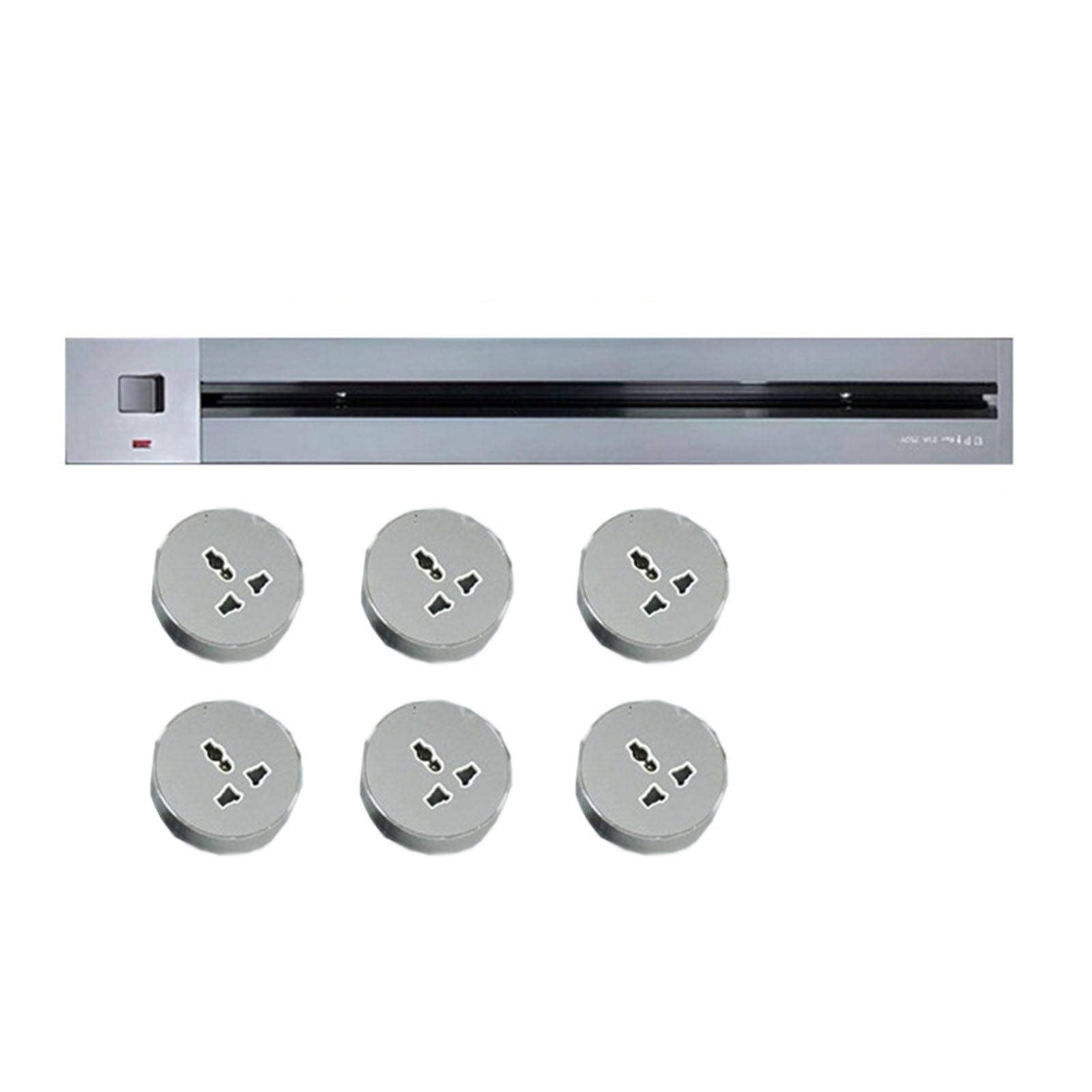 Power Strips Track Power Socket, Aluminum Alloy Kitchen, Wall Extension Slide Rail, Suitable for Mobile(Gray,60CM)