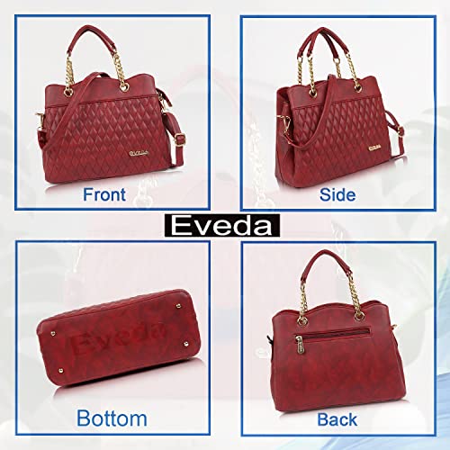 Image of EVEDA Synthetic Vegan Leather Classic Chain Strap Top Handle Handheld Shoulder Crossbody Water Resistant Handbag For Women