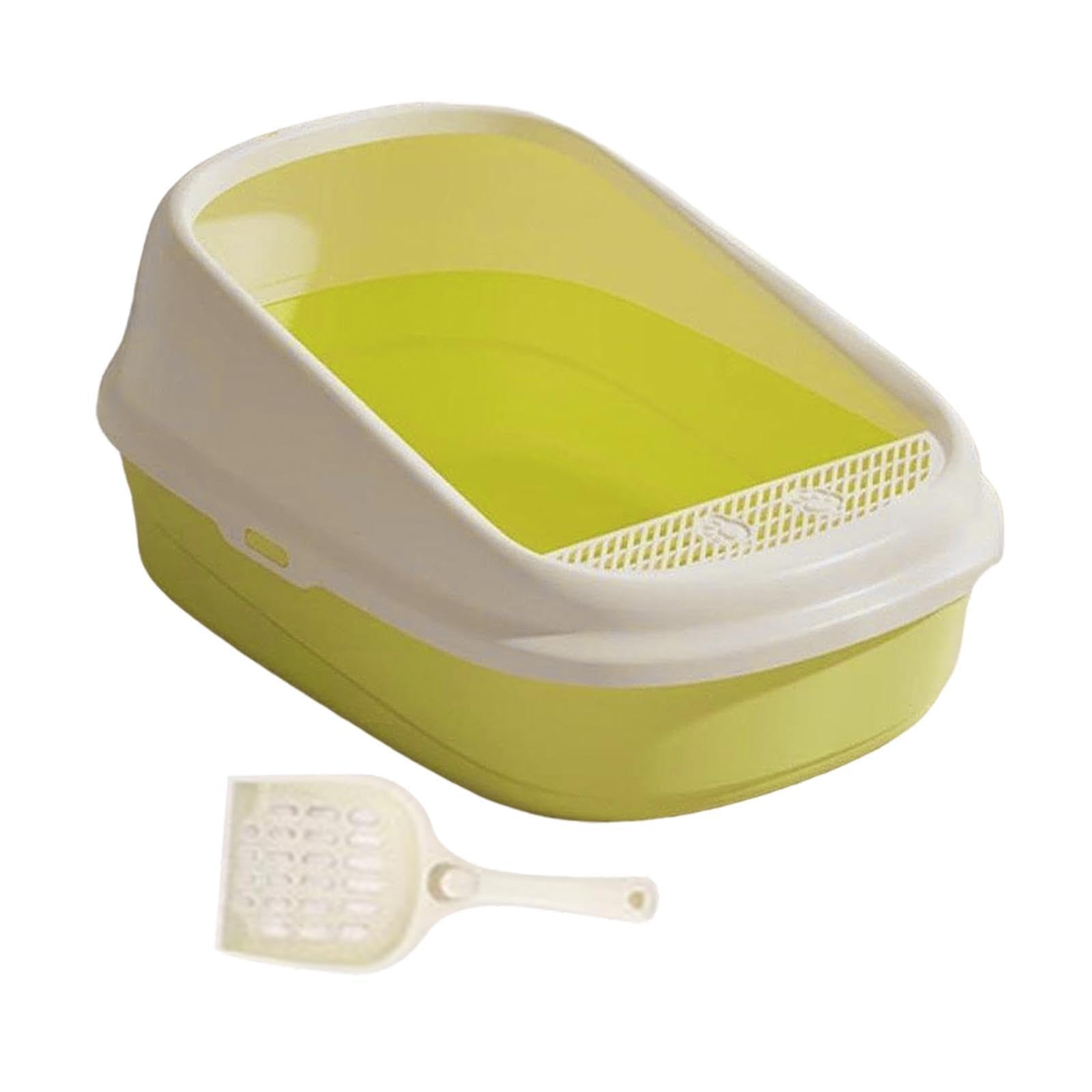 Katzenklo Halbgeschlossen Katzenstreu Box Katzen Toilette Katzenkiste Katzenwanne mit Trittschutzplatte Und Hoher Umrandung Glatte PP Fläche für Langl, XL Grün