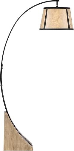 Miniatura 2 de Franklin Iron Works Oak River - Lámpara de pie rústica de arco con puerto de carga USB, 66 12 pulgadas de alto, madera gris oscuro, pantalla de