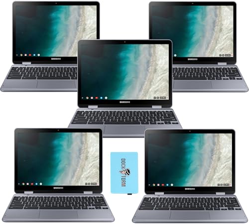 Image of Samsung 12.2 inch FHD 2-in-1 Touchscreen Chromebook Plus Laptop (Intel Celeron 3965Y 2-Core, 4GB RAM, 64GB eMMC SSD, Stylus Pen, Wireless Mouse, WiFi, Chrome OS) w /DKZ Hub USB Port Expander (5 Pack)