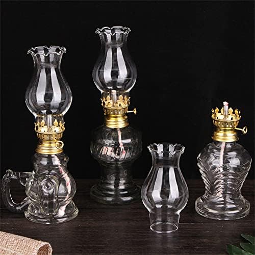 Vintage Oil Lamps for Indoor Use(Set of 3),8 Inch Height Kerosene Lamp with Hurricane Glass,Rustic Kerosene Lantern for Home Emergency Lighting,Tabletop Decor